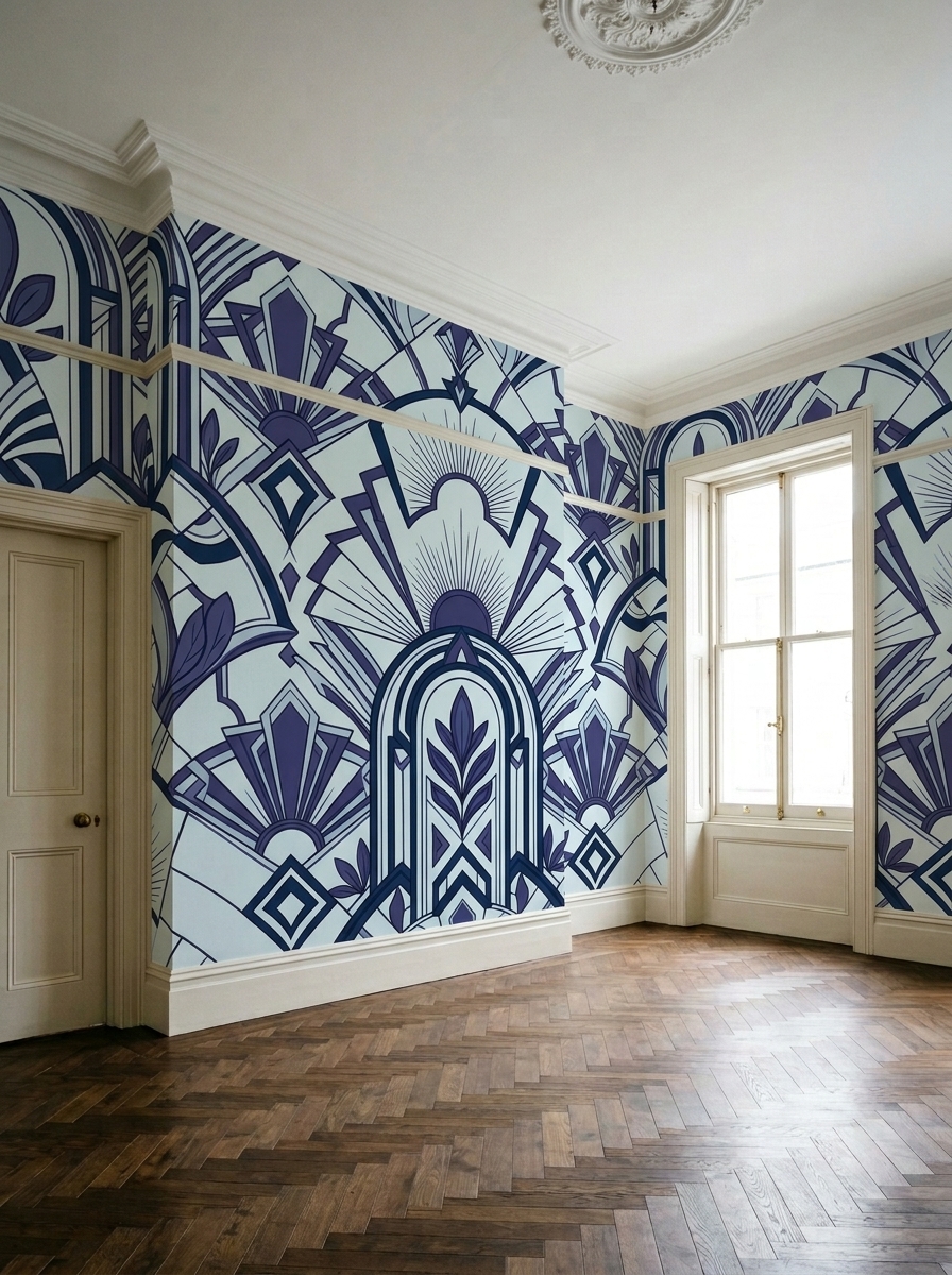 Room with applied wallpaper design