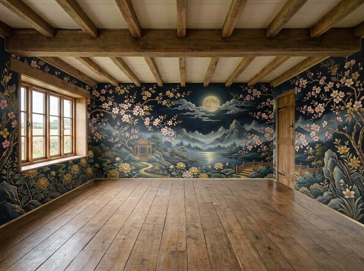 Blossom Night mural — rendered in a shopper's dining room
