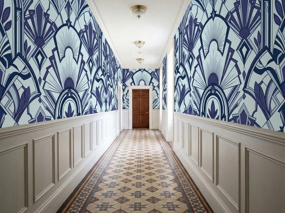 Room with applied wallpaper design