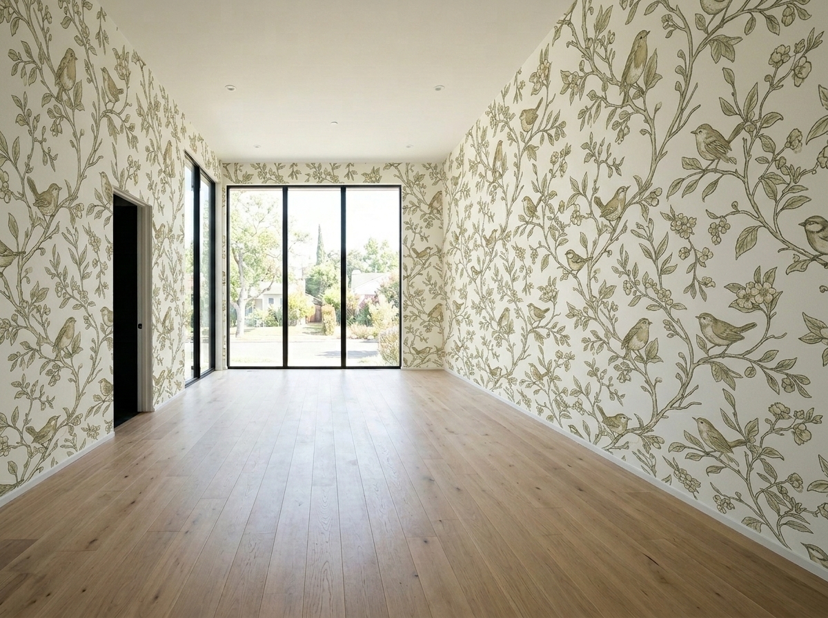 Botanical Birds · Beige rendered on the shopper's wall